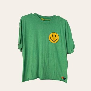 Aviator Nation Smily Boyfriend Tee in Kelly Green